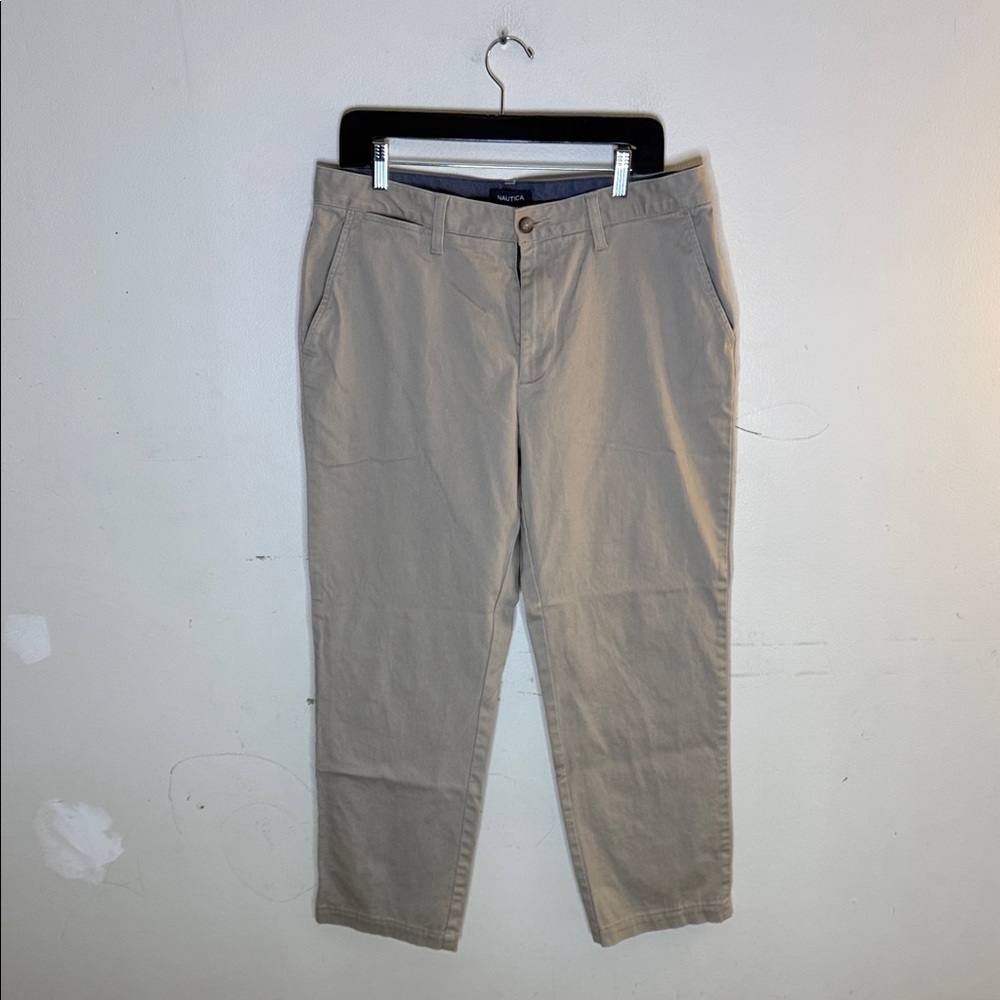 Nautica Men's Khaki Chinos Size 34/32 Cotton Blend